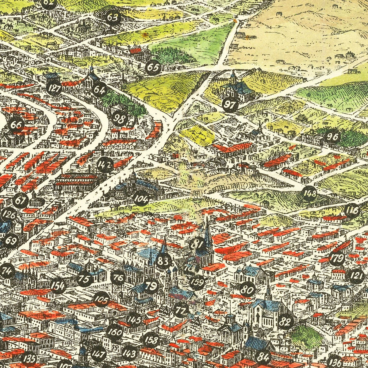 Restored historic details from the 1875 city map of San Francisco, California