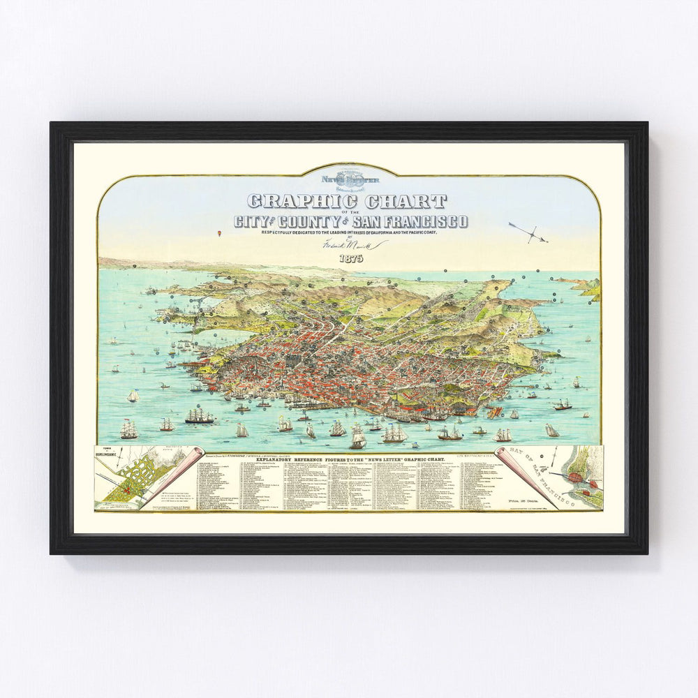 San Francisco Vintage Map 1875