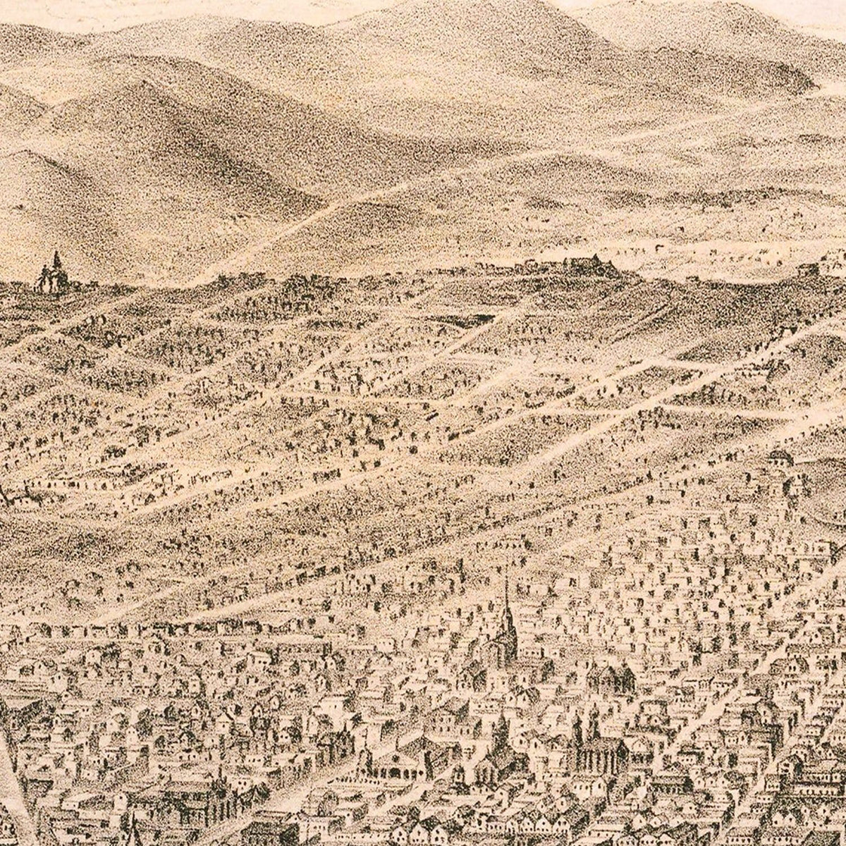 Restored historic details from the 1868 city map of San Francisco, California
