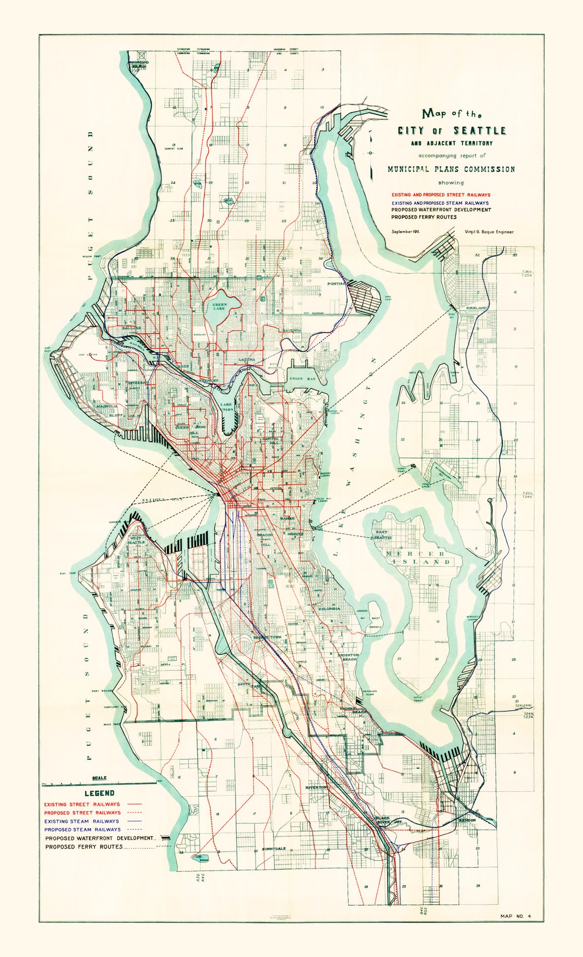 Preview of Vintage Map of Seattle, Washington 1911