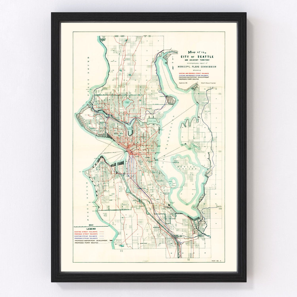 Seattle Vintage Map 1911