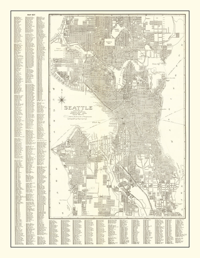 Size comparison using Vintage Map of Seattle, Washington 1920