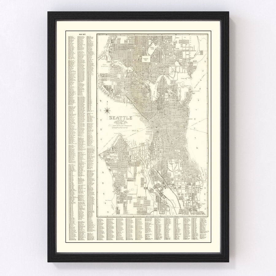 Seattle Vintage Map 1920