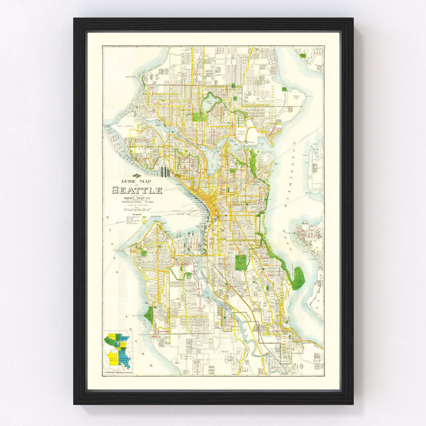 Seattle Vintage Map 1924