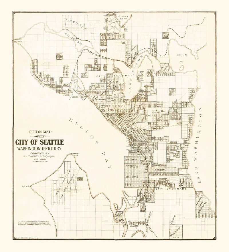 Size comparison using Vintage Map of Seattle, Washington 1887