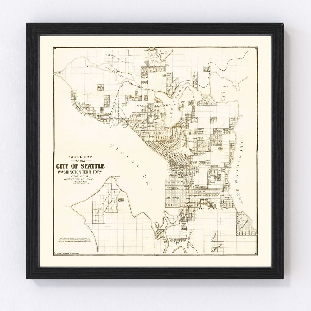 Seattle Vintage Map 1887