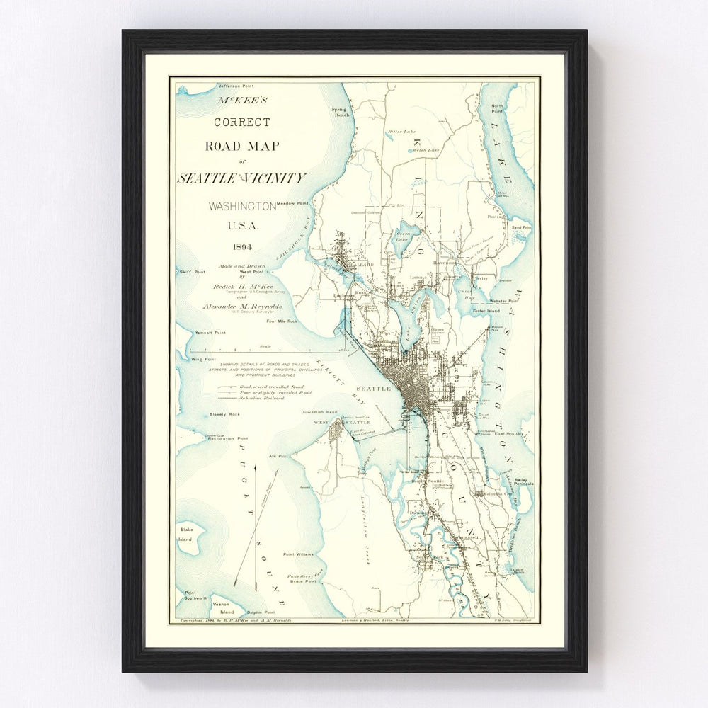 Seattle Vintage Map 1894