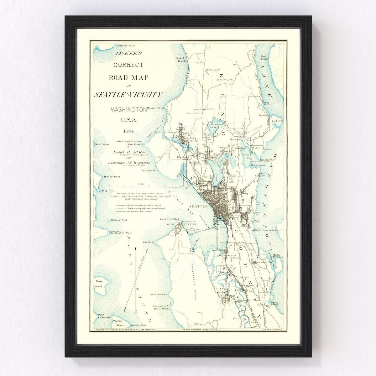 Seattle Vintage Map 1894
