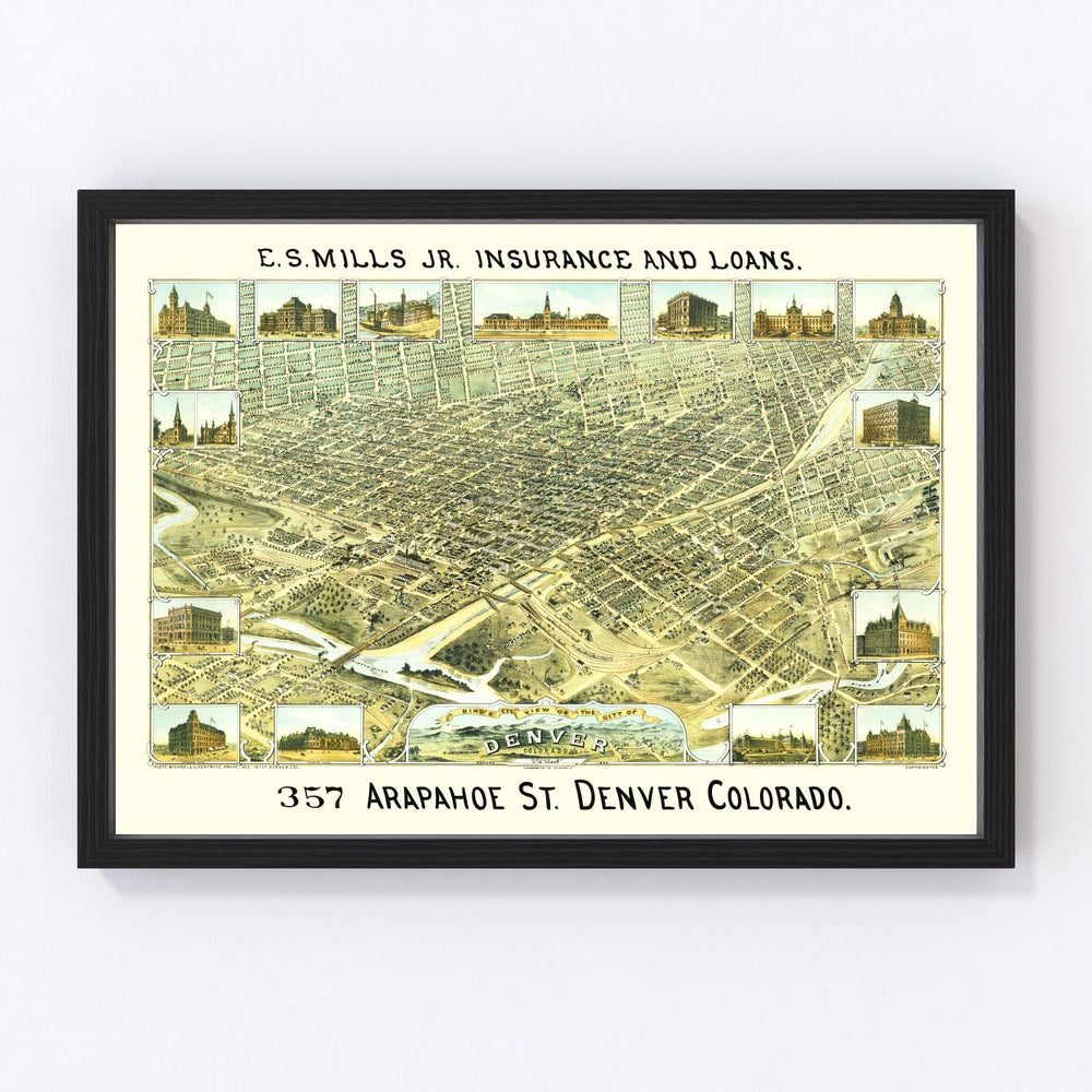 Denver Vintage Map 1882