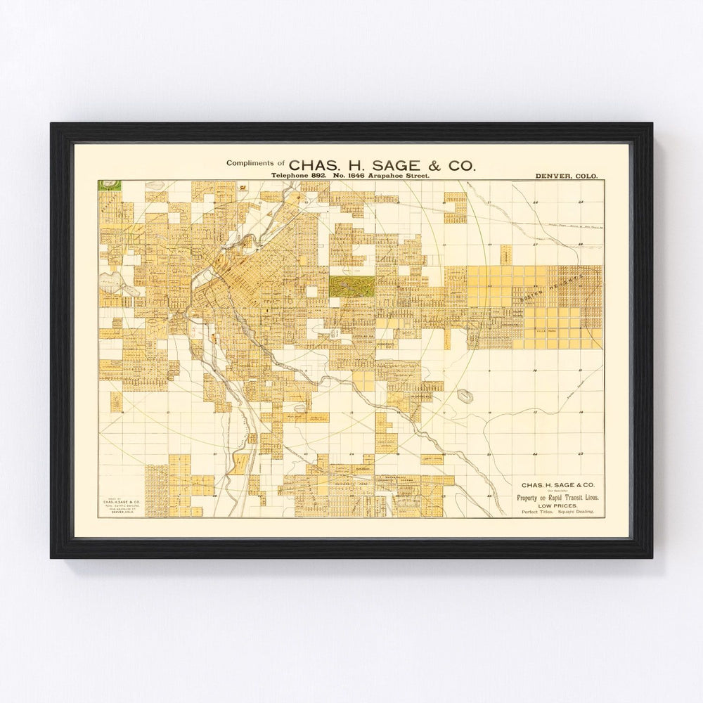Denver Vintage Map 1889