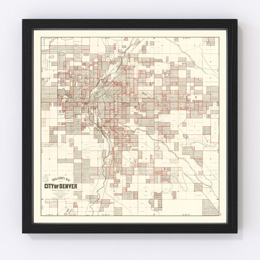 Vintage Map of Denver, Colorado 1890