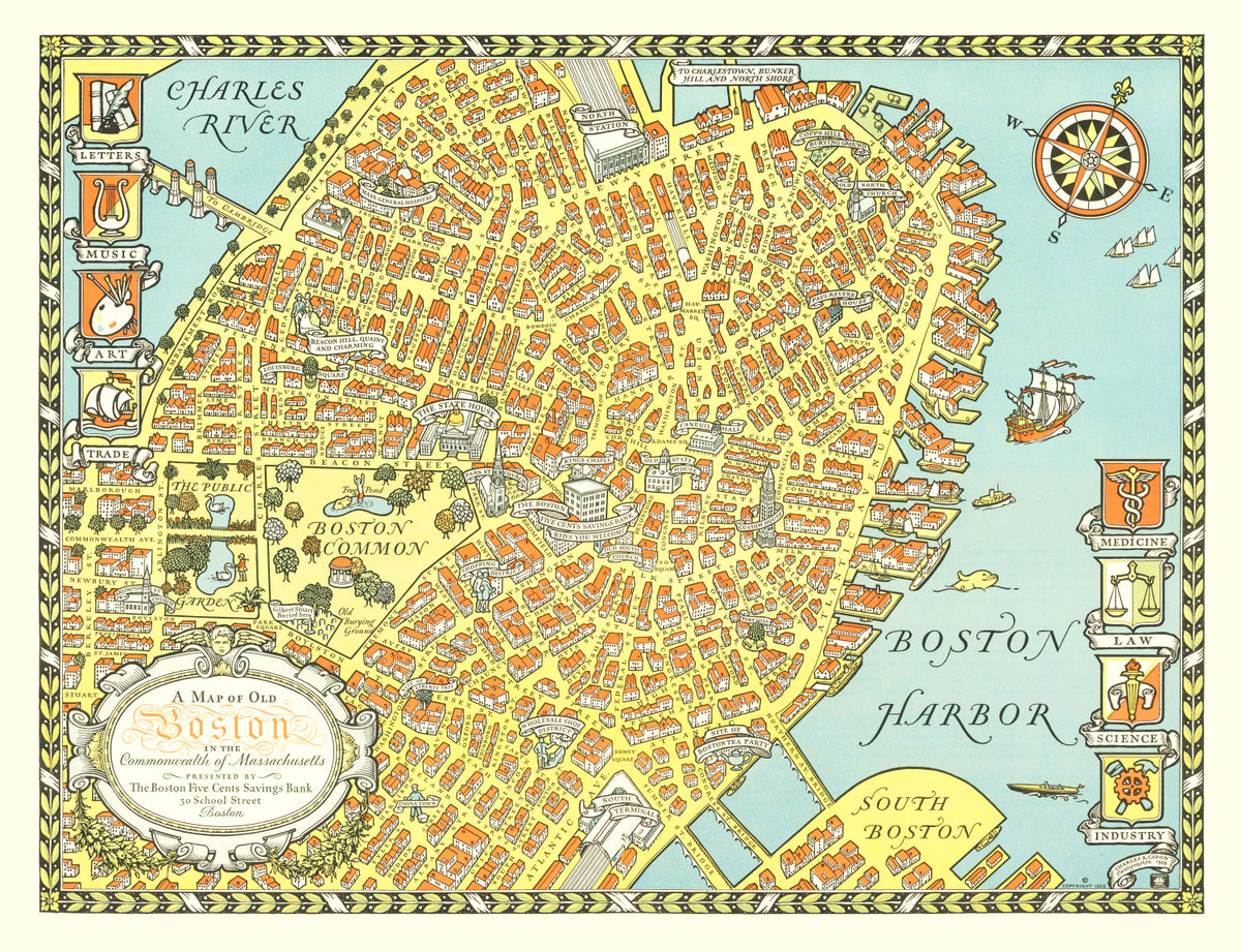 Preview of Vintage Map of Boston, Massachusetts 1929