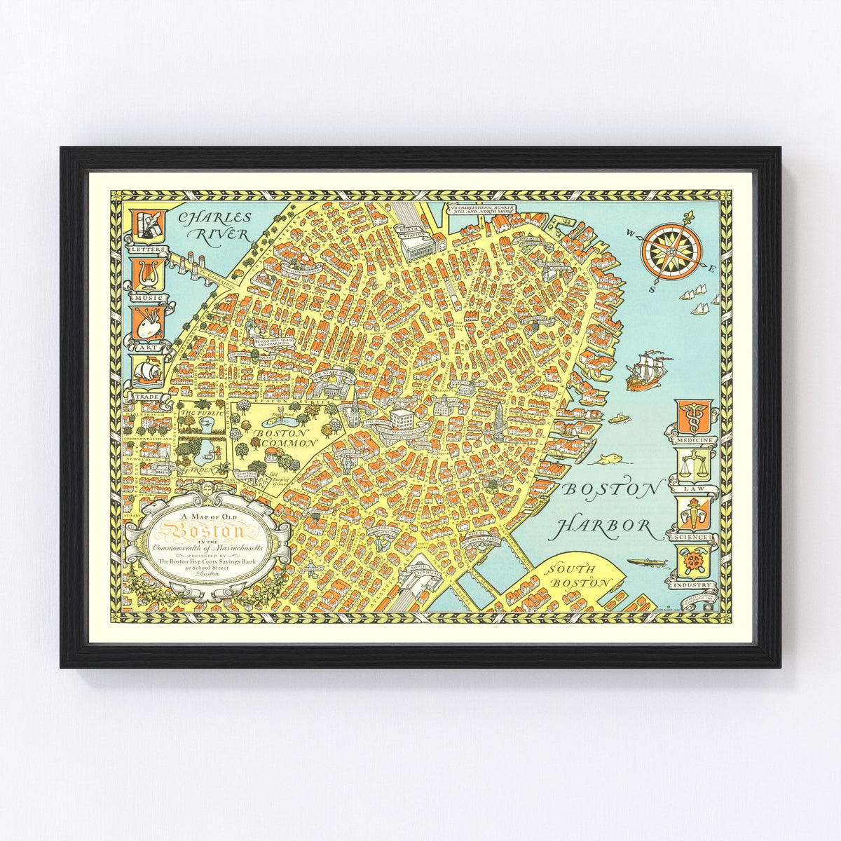 Boston Vintage Map 1929