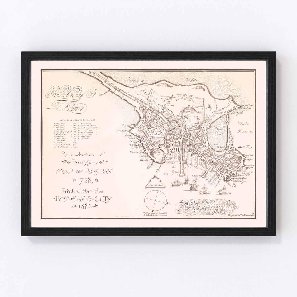 Boston Vintage Map 1728