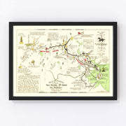 Rides of Paul Revere Vintage Map 1929