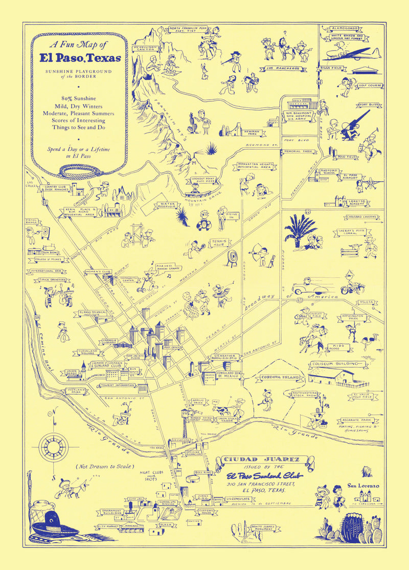 Size comparison using Vintage Map of El Paso, Texas 1945