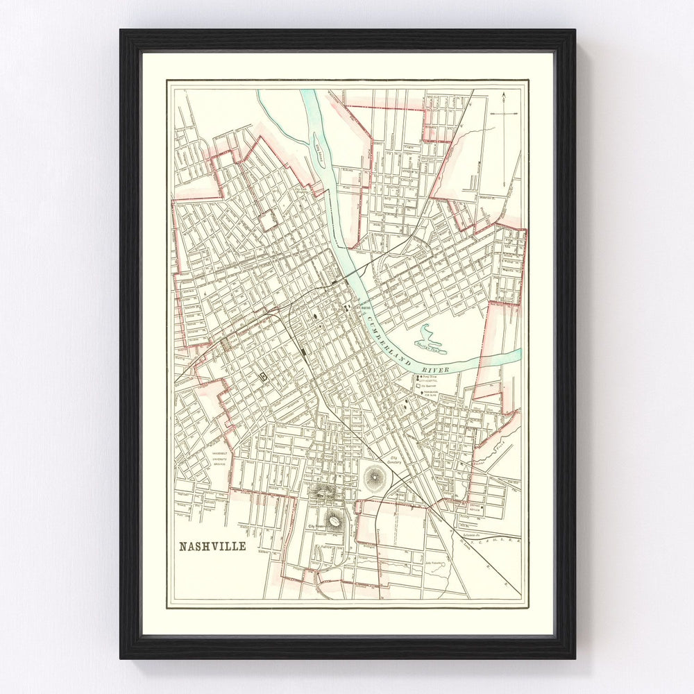 Nashville Vintage Map 1895
