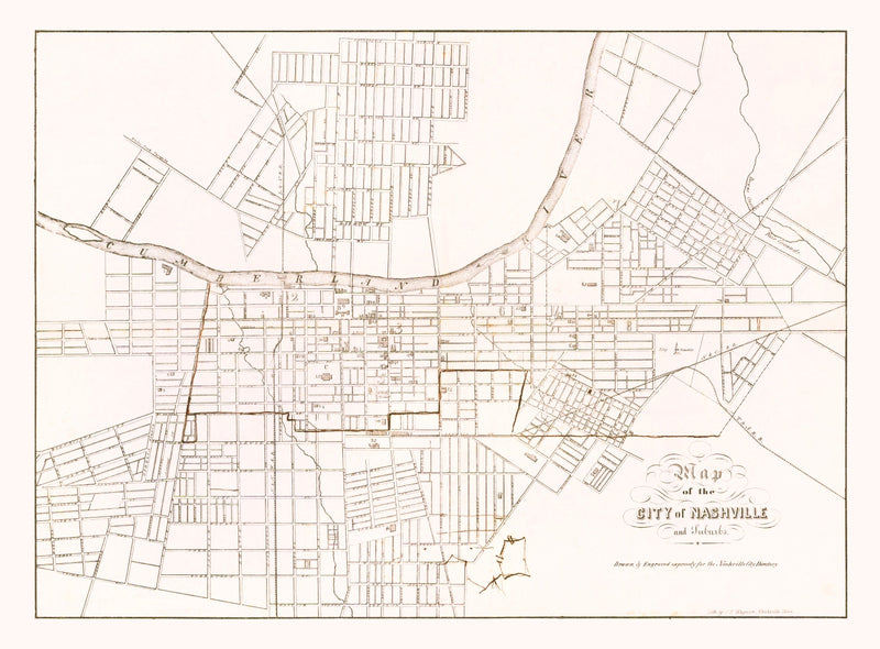Size comparison using Vintage Map of Nashville, Tennessee 1860