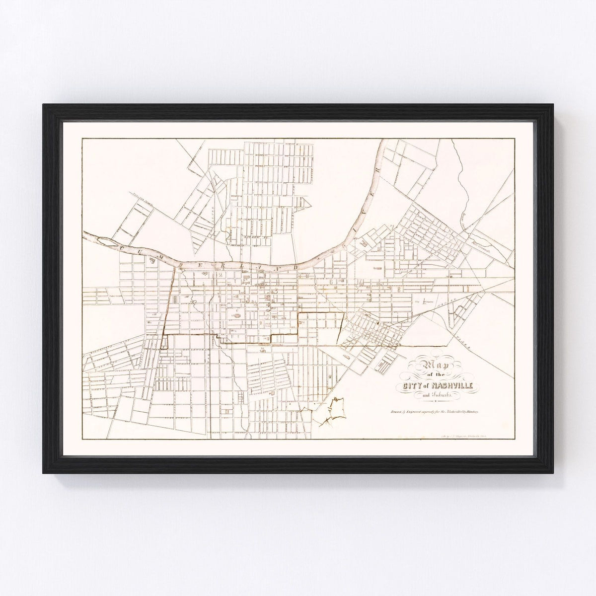 Nashville Vintage Map 1860