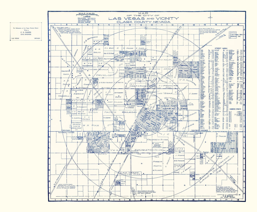 Vintage Map of Las Vegas, Nevada 1920 print style example