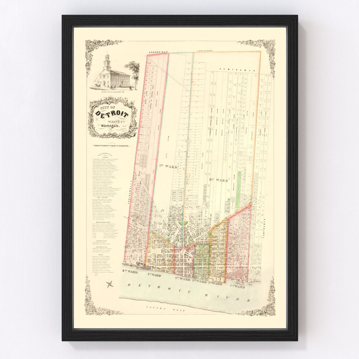 Detroit Vintage Map 1853