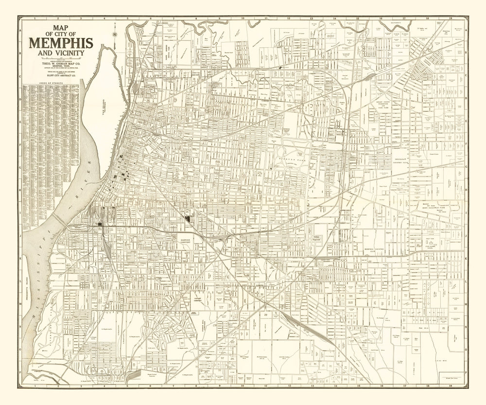 Vintage Map of Memphis, Tennessee 1925 print style example