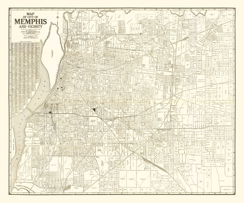 Size comparison using Vintage Map of Memphis, Tennessee 1925