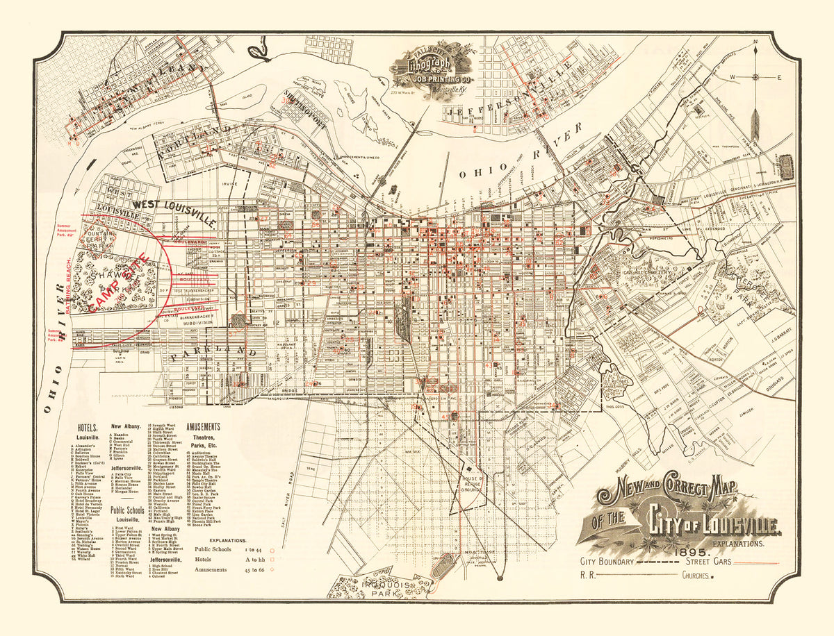 Preview of Vintage Map of Lousiville, Kentucky 1895