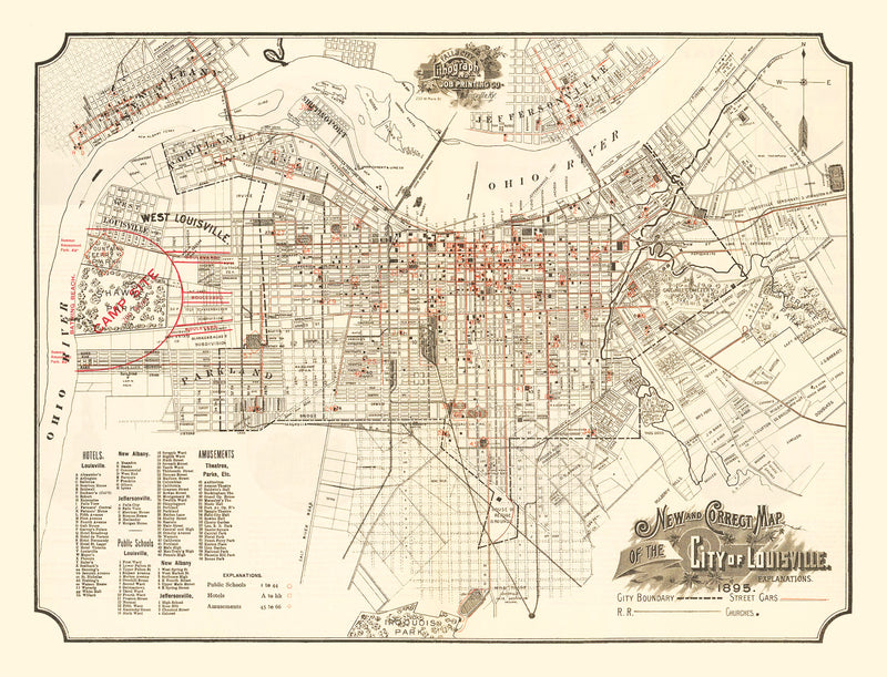 Size comparison using Vintage Map of Lousiville, Kentucky 1895