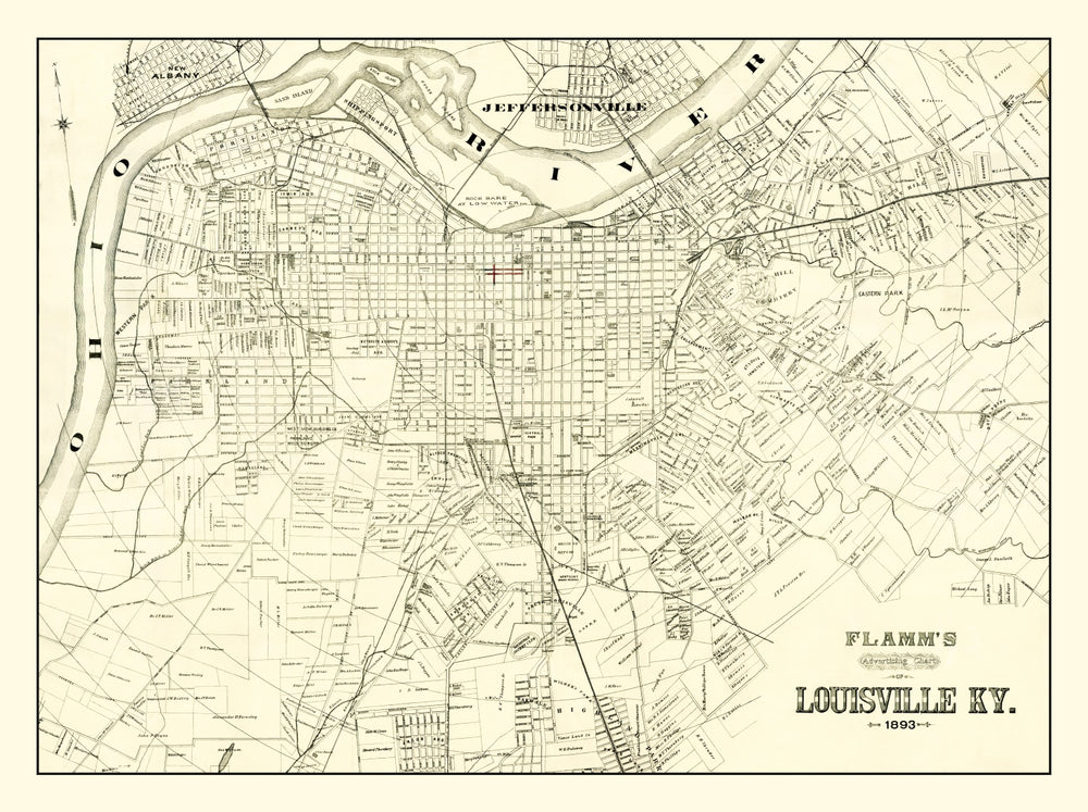 Vintage Map of Louisville, Kentucky 1893 print style example