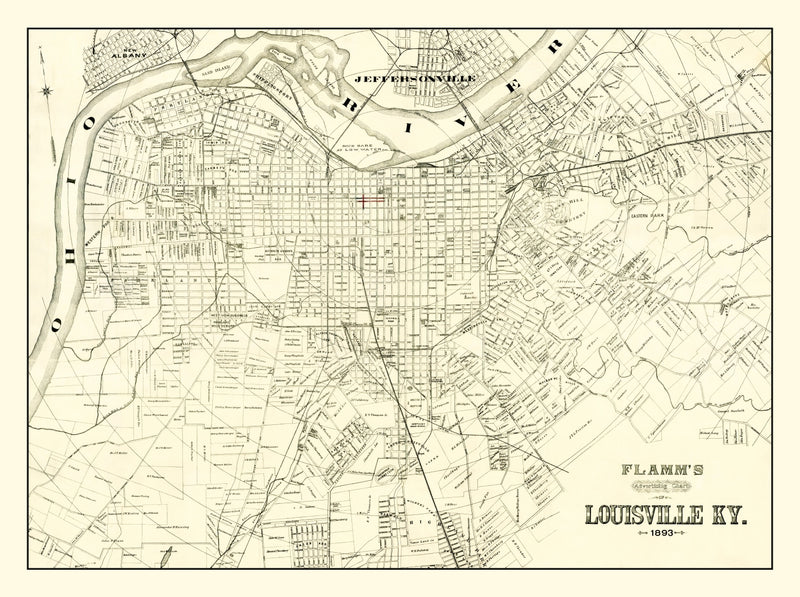 Size comparison using Vintage Map of Louisville, Kentucky 1893