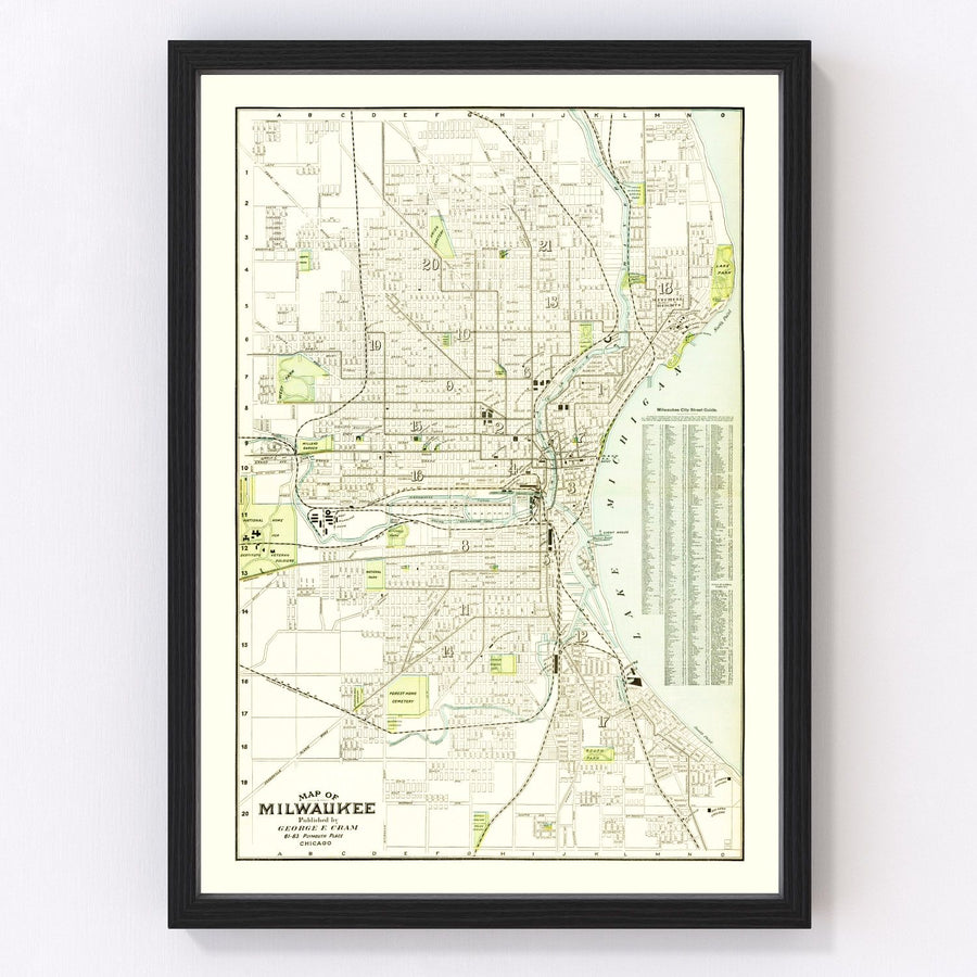 Vintage Map of Milwaukee, Wisconsin 1898