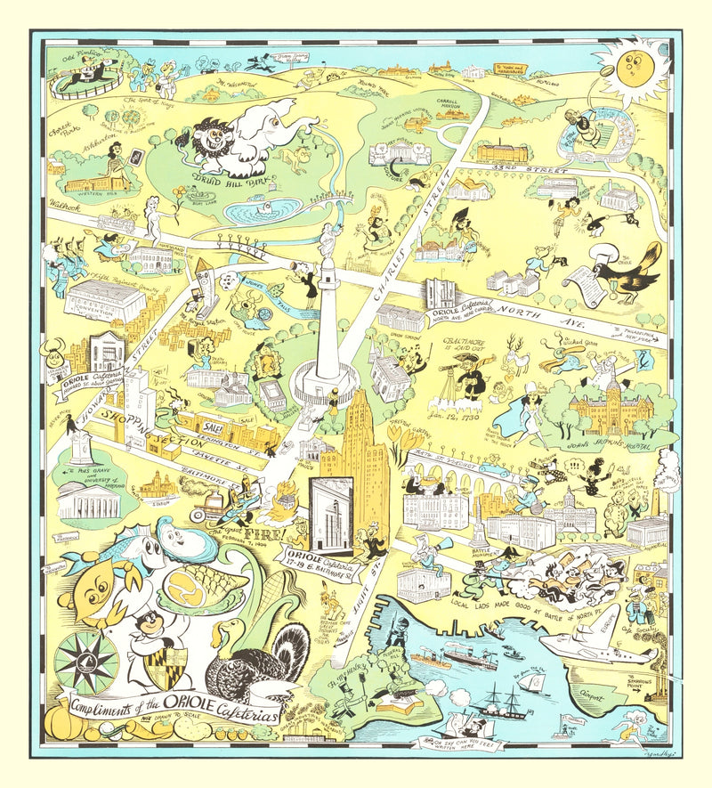 Size comparison using Vintage Map of Baltimore, Maryland 1935