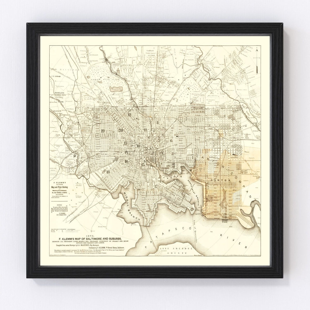 Baltimore Vintage Map 1873