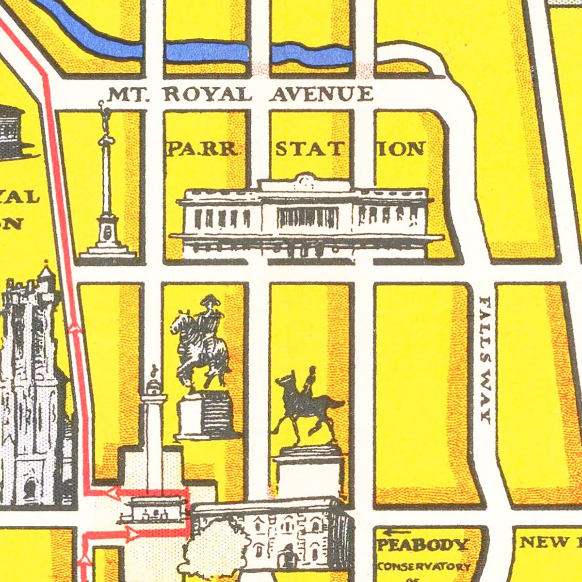Restored historic details from the 1935 city map of Baltimore, Maryland