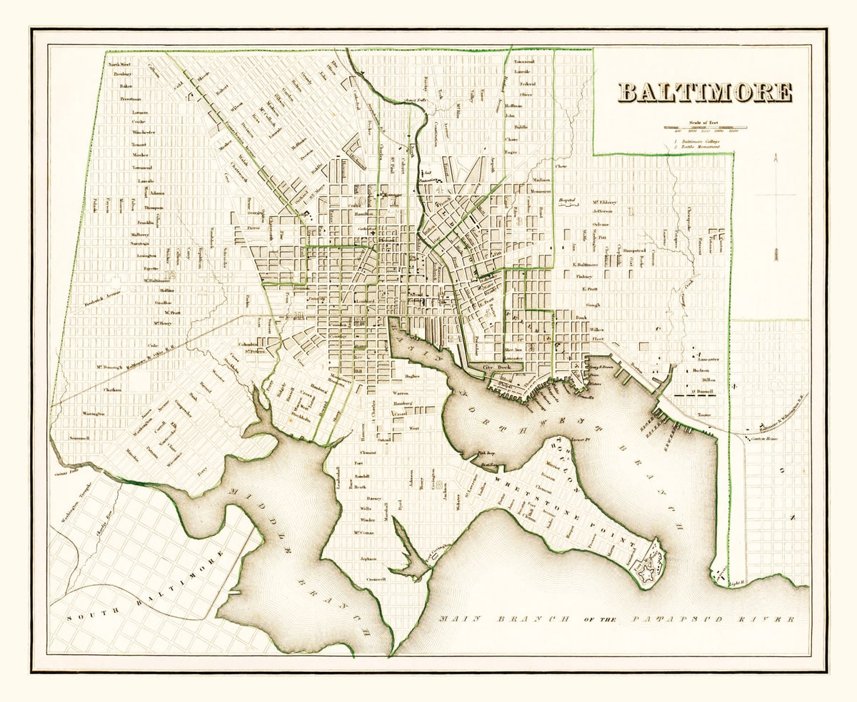 Preview of Vintage Map of Baltimore, Maryland 1838