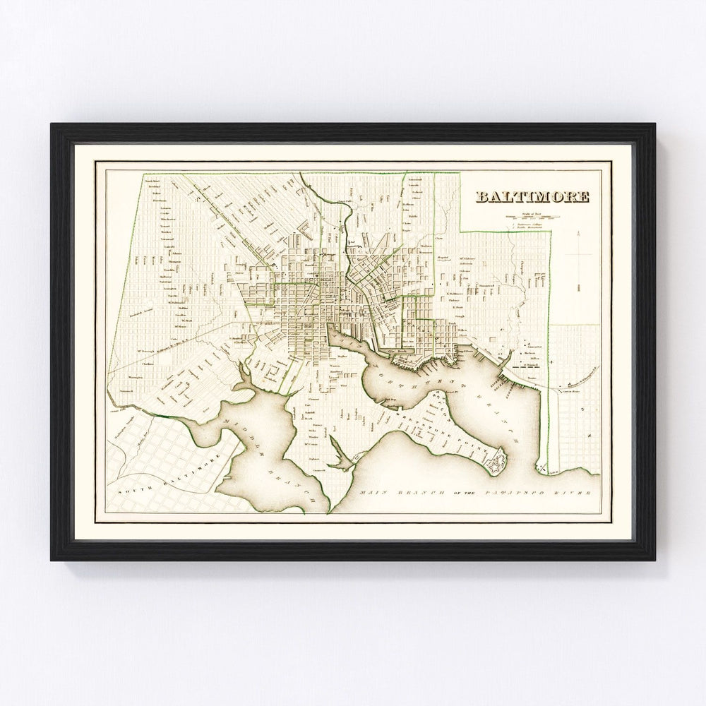 Baltimore Vintage Map 1838