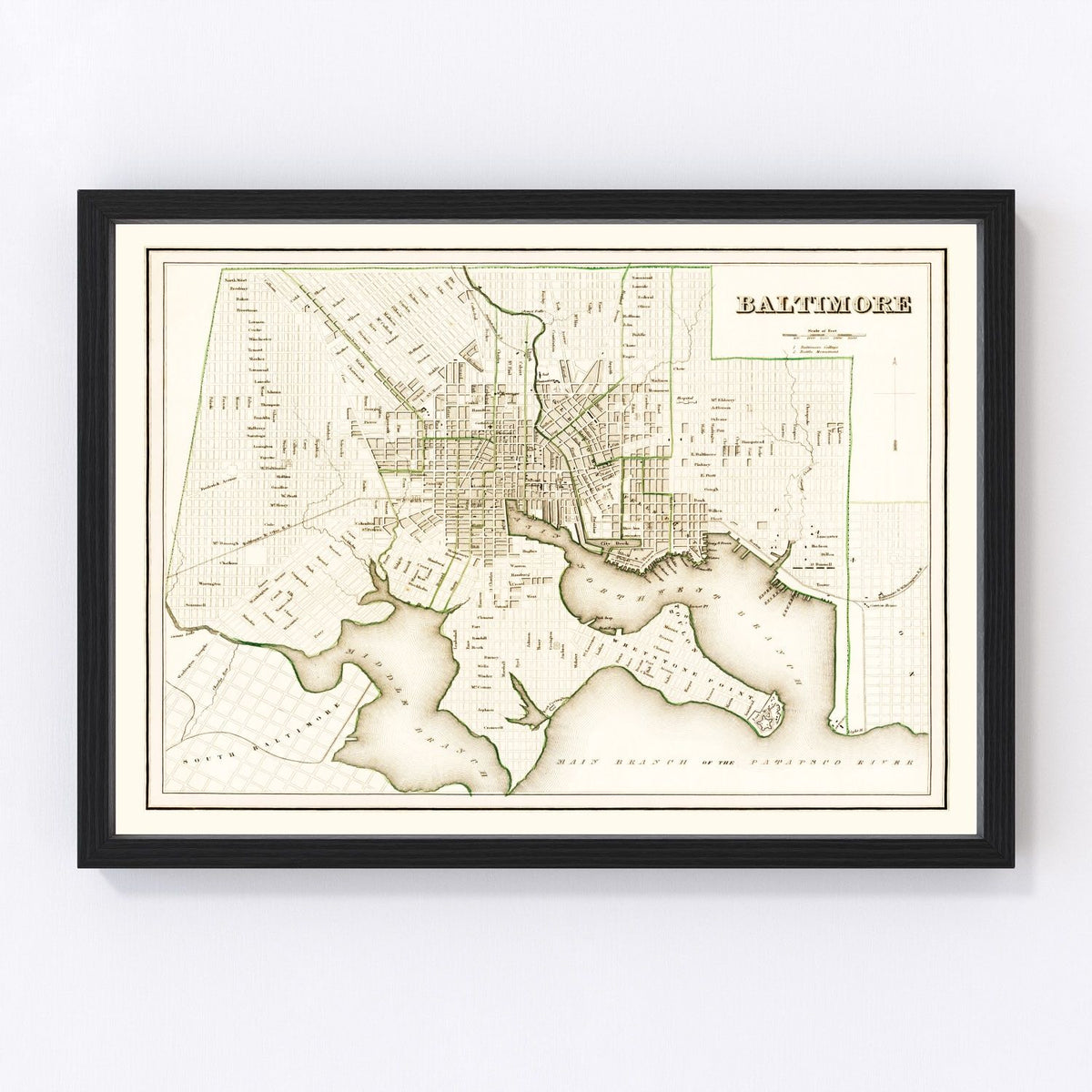 Baltimore Vintage Map 1838