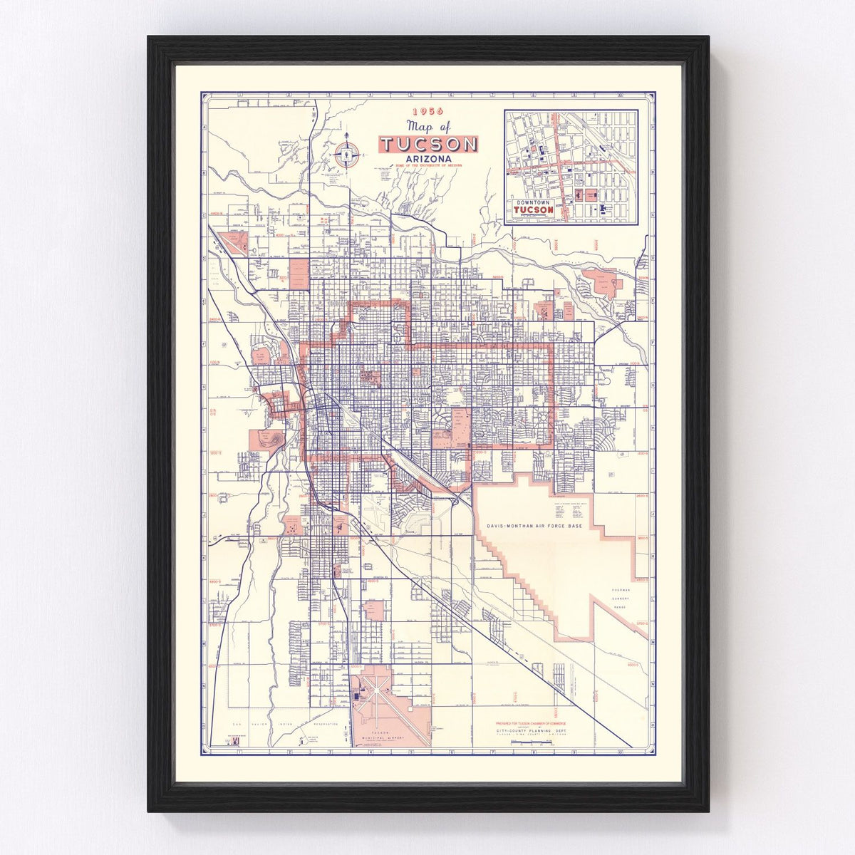 Tucson Vintage Map 1956