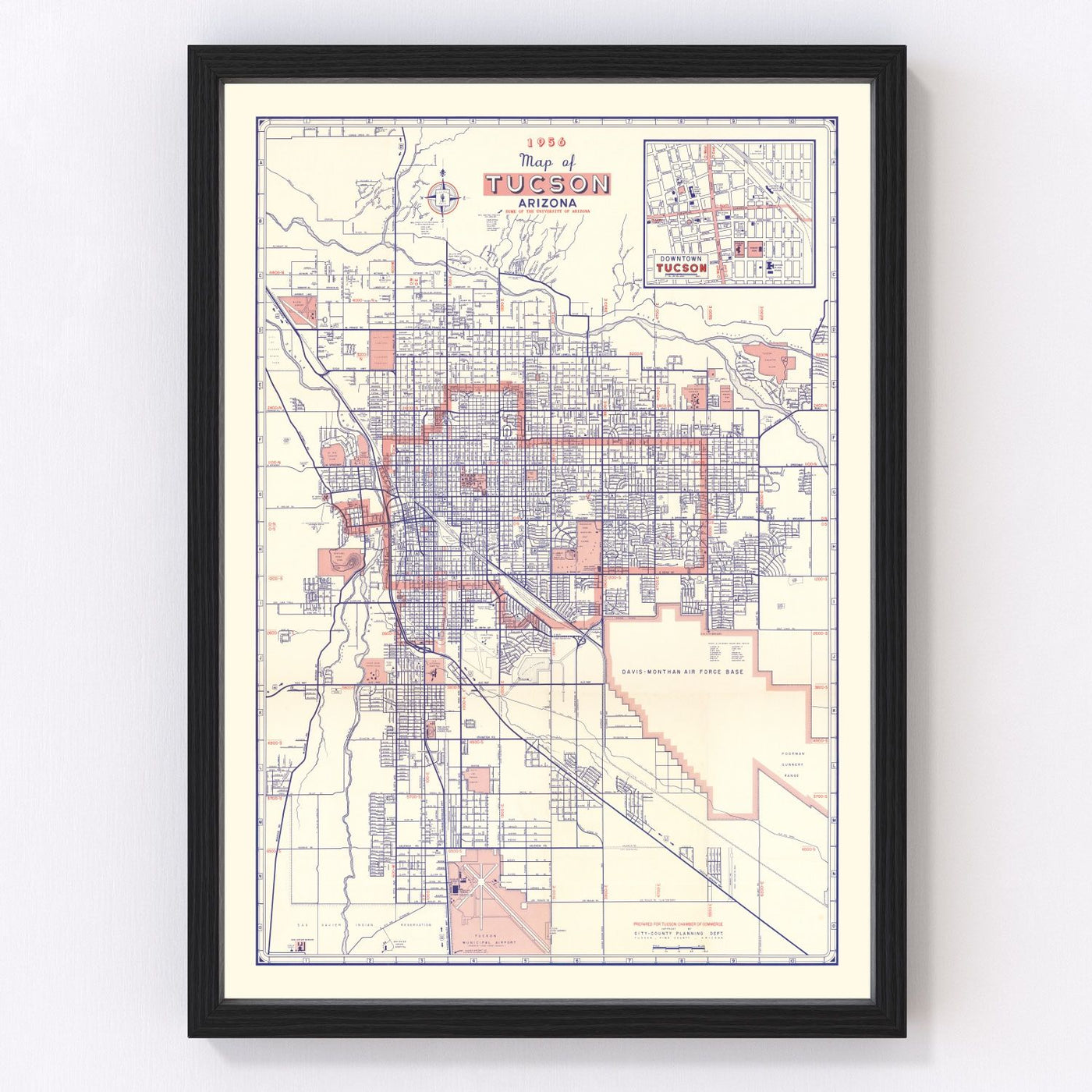 Tucson Vintage Map 1956