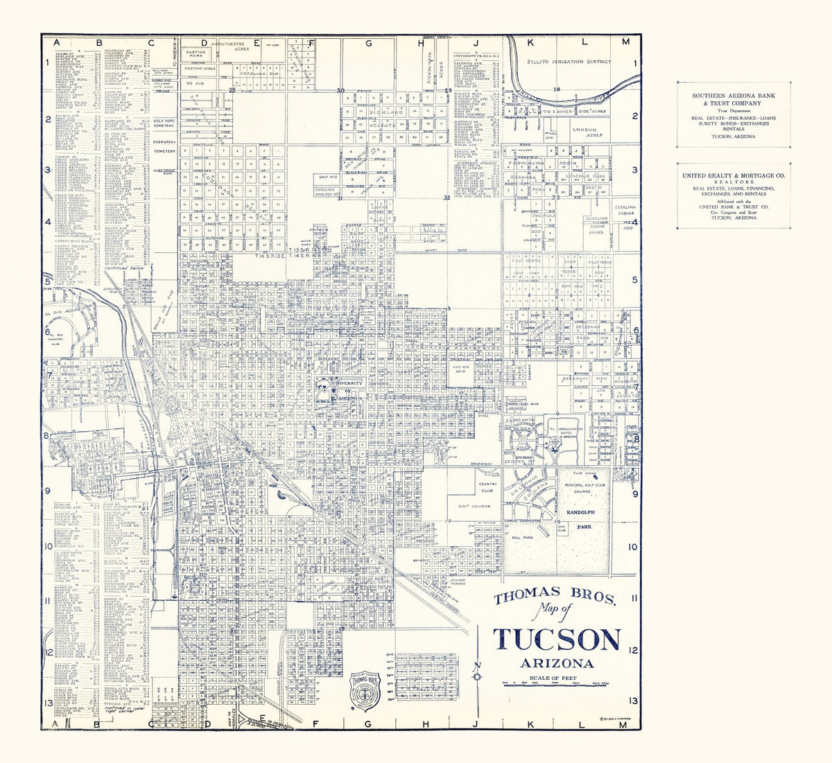 Preview of Vintage Map of Tucson, Arizona 1920