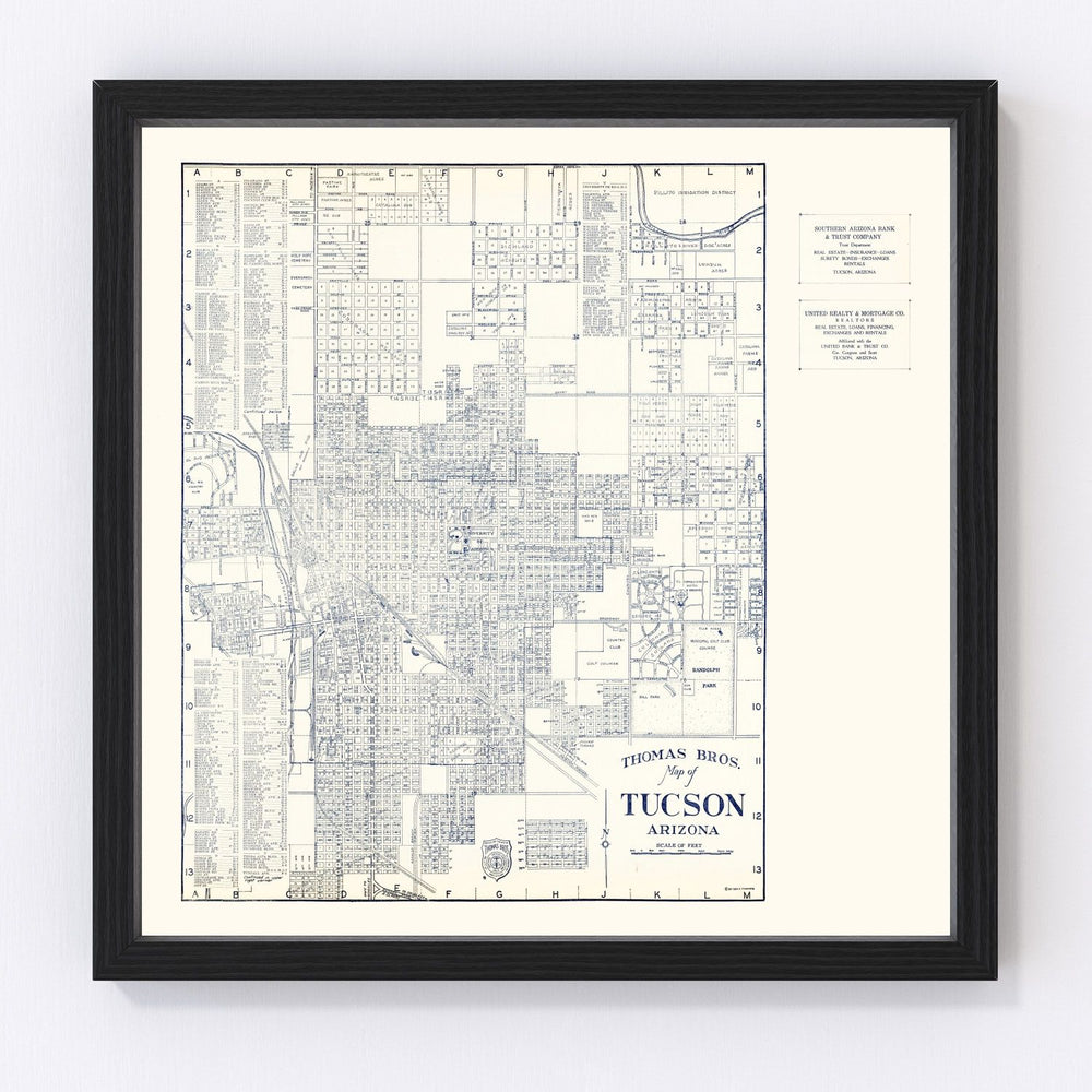 Tucson Vintage Map 1920