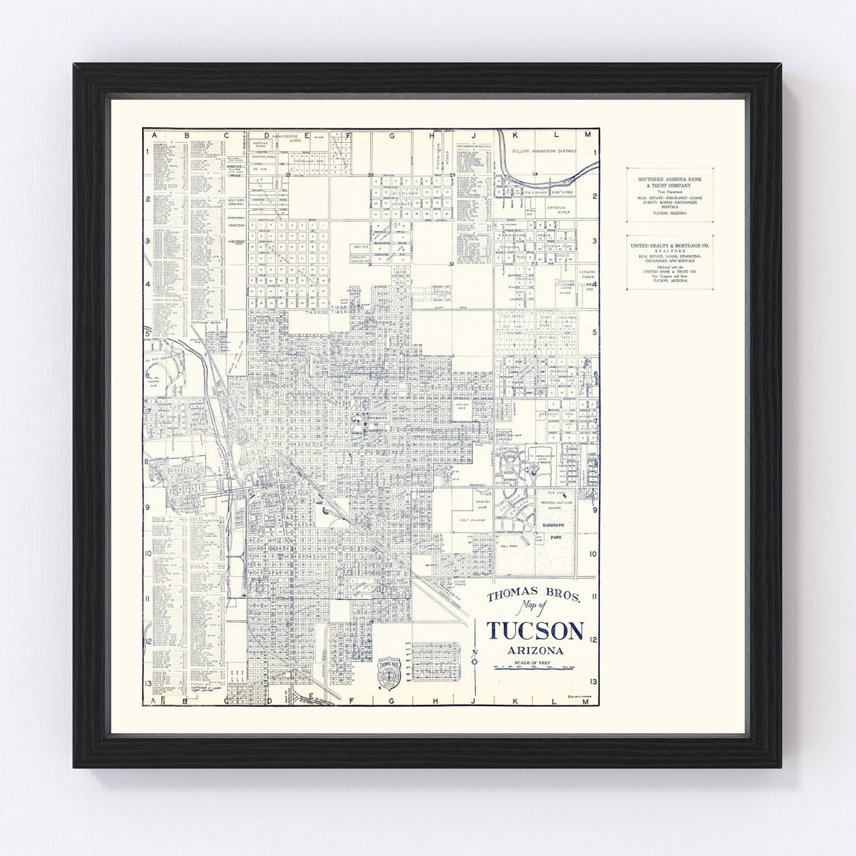Tucson Vintage Map 1920