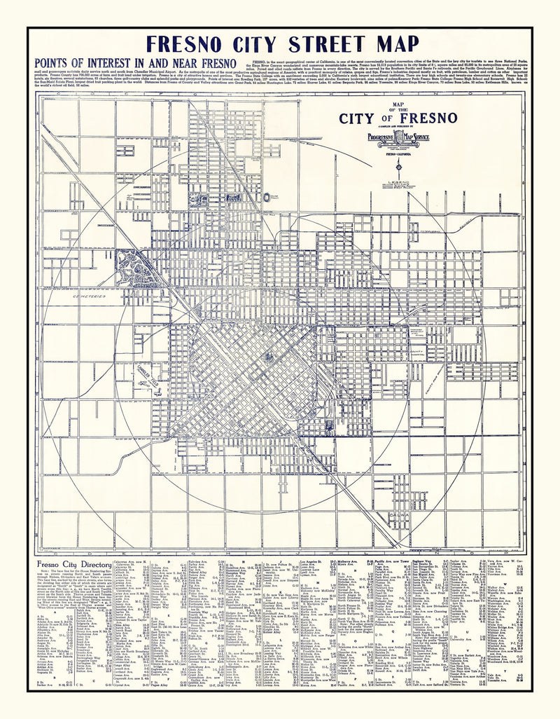 Size comparison using Vintage Map of Fresno, California 1925
