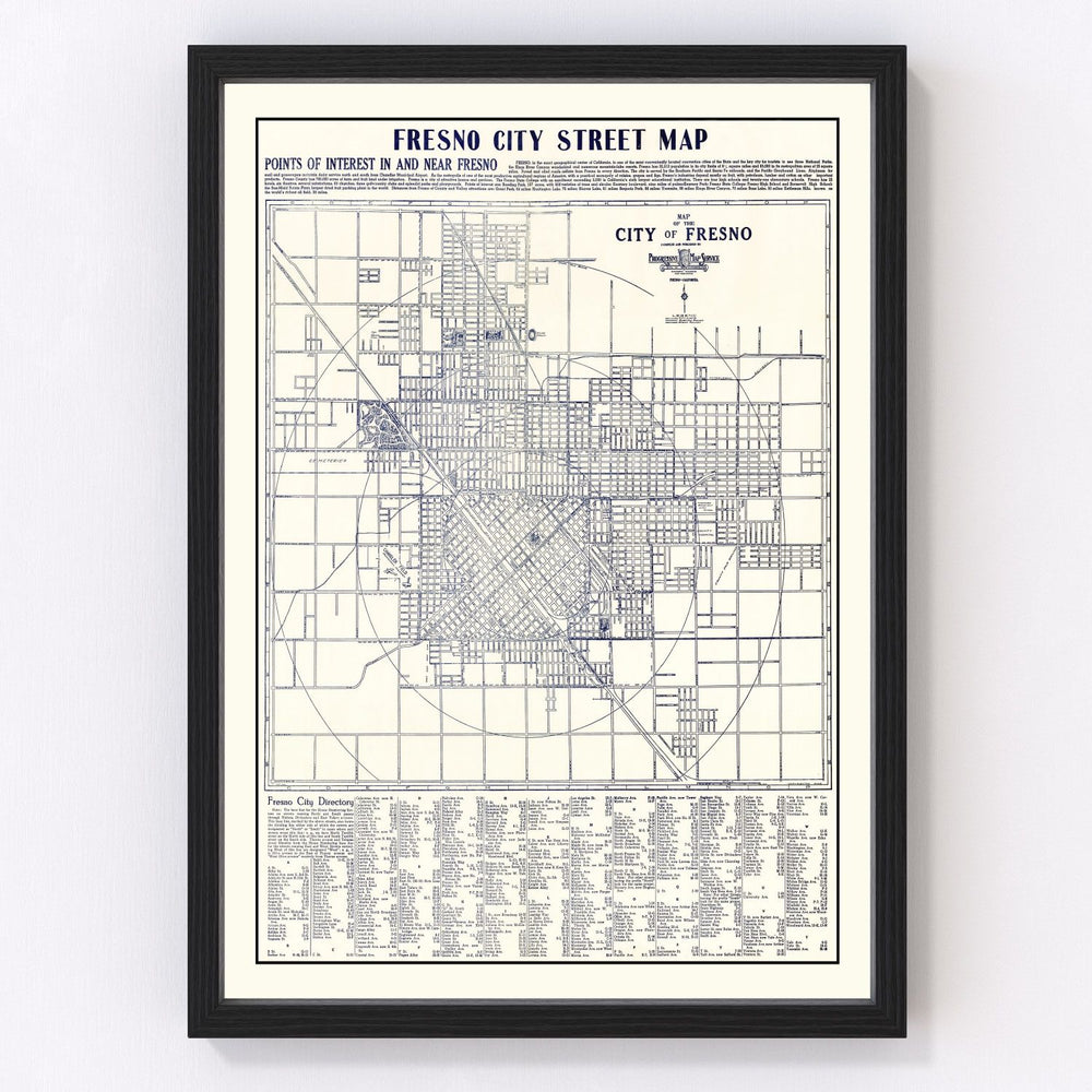 Fresno Vintage Map 1925