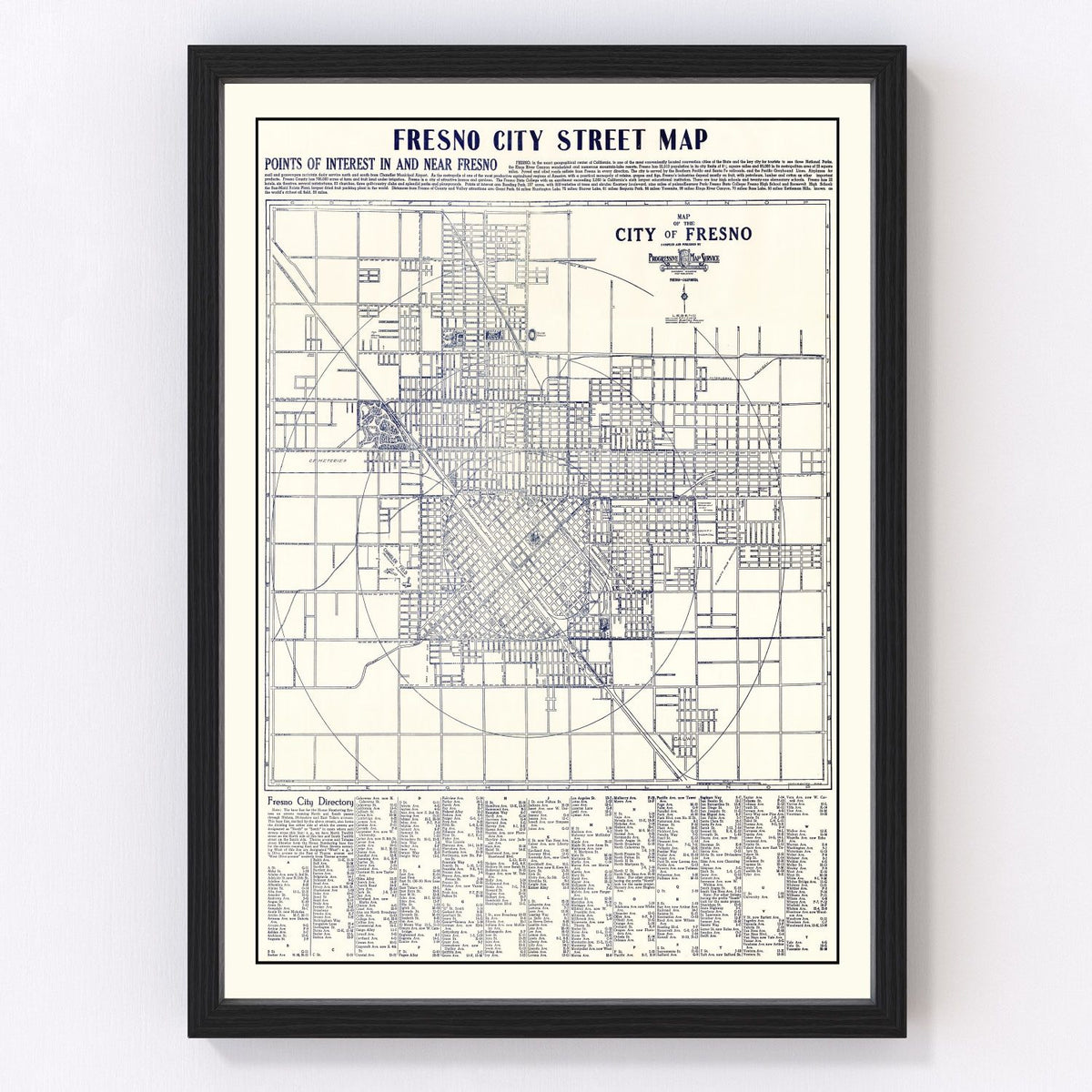 Fresno Vintage Map 1925