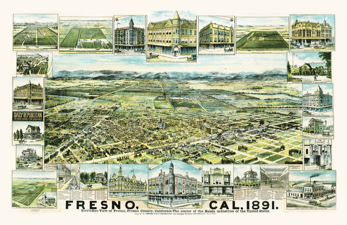 Preview of Vintage Map of Fresno, California 1891