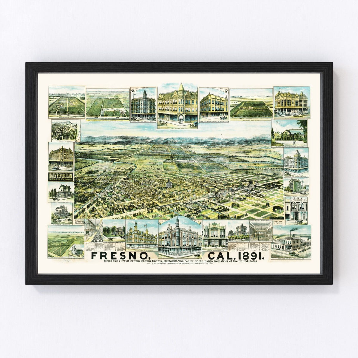 Fresno Vintage Map 1891