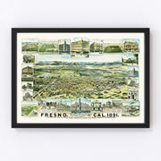 Fresno Vintage Map 1891
