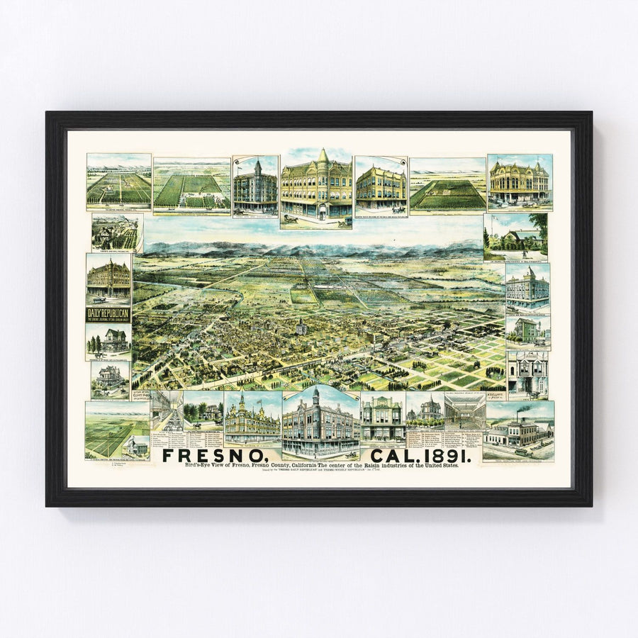 Fresno Vintage Map 1891